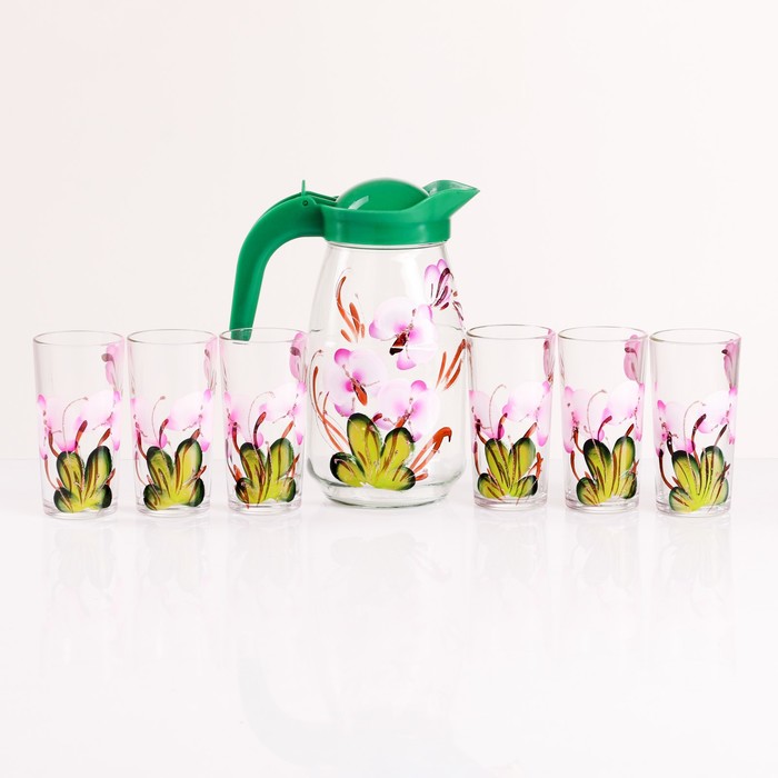 Набор для сока "Орхидея" художественная роспись, 6 стаканов  1250/200 мл МИКС - Фото 1
