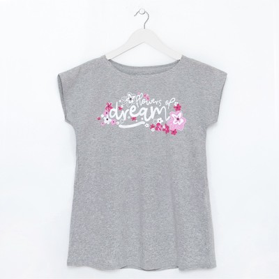 Футболка женская KAFTAN "Flowers of dream", меланж, р-р 42-44, 100% хлопок