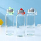 Бутылка для воды стеклянная «Лидо», 300 мл, h=17 см, цвет ремешка МИКС - Фото 6