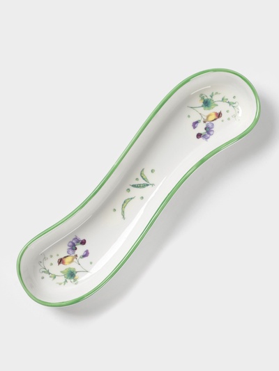 Блюдо фарфоровое для оливок/солений Доляна «Зелёный сад», 20×5×3,5 см, цвет белый