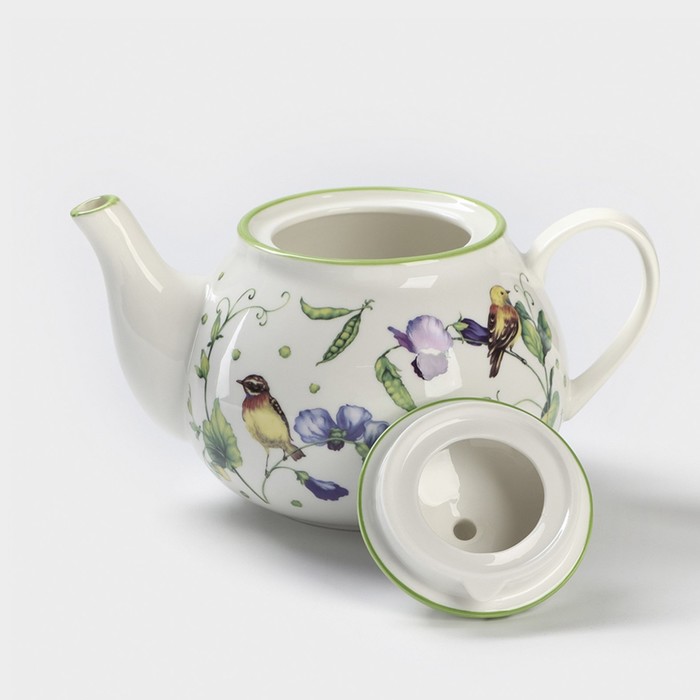 Чайник фарфоровый заварочный Доляна «Зелёный сад», 900 мл - фото 1906898920