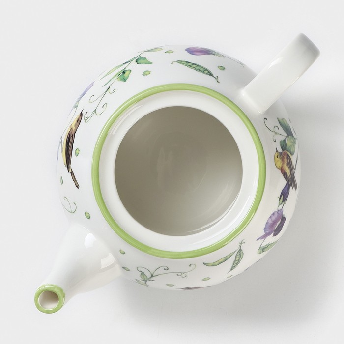 Чайник фарфоровый заварочный Доляна «Зелёный сад», 900 мл - фото 1906898921