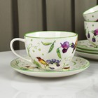 Сервиз фарфоровый чайный Доляна «Зелёный сад», 12 предметов: 6 чашек 220 мл, 6 блюдец d=13 см - Фото 2