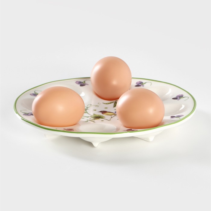 Подставка фарфоровая для яиц Доляна «Зелёный сад», d=19,5 см - фото 1927360237