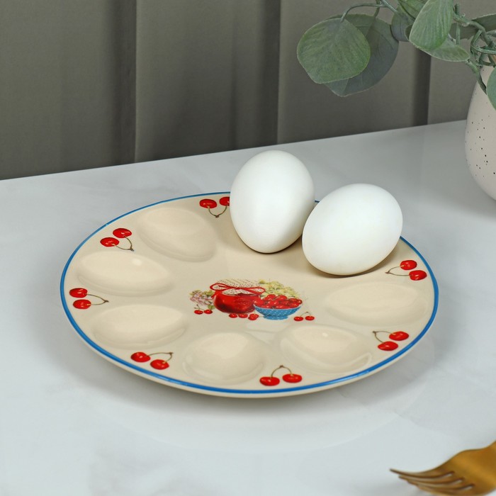Подставка керамическая для яиц Доляна «Вишнёвое варенье», d=19,5 см - Фото 1