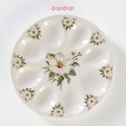 Подставка для яиц Доляна «Цветы шиповника», d=20 см, фарфор, белая - Фото 2