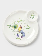 Блюдо Доляна «Зелёный сад», 22.5×20×2 см, с соусником, круглое, фарфор, белое - Фото 1