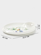 Блюдо Доляна «Зелёный сад», 22.5×20×2 см, с соусником, круглое, фарфор, белое - Фото 2