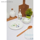 Блюдо Доляна «Зелёный сад», 22.5×20×2 см, с соусником, круглое, фарфор, белое 2532216