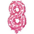 Шар фольгированный 16", цифра 8, сердца, индивидуальная упаковка, цвет розовый - Фото 1