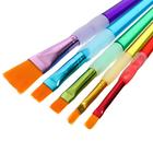 Набор кистей нейлон 5 штук, плоские, с цветными ручками, с резиновыми держателями - фото 8366371