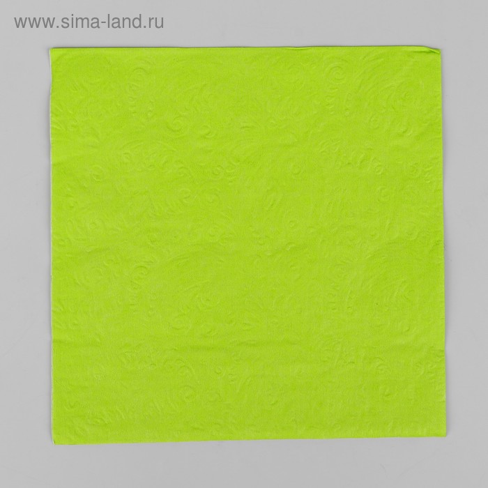 Салфетки бумажные, однотонные, выбит рисунок, 33х33 см, набор 20 шт., цвет светло-зелёный - Фото 1
