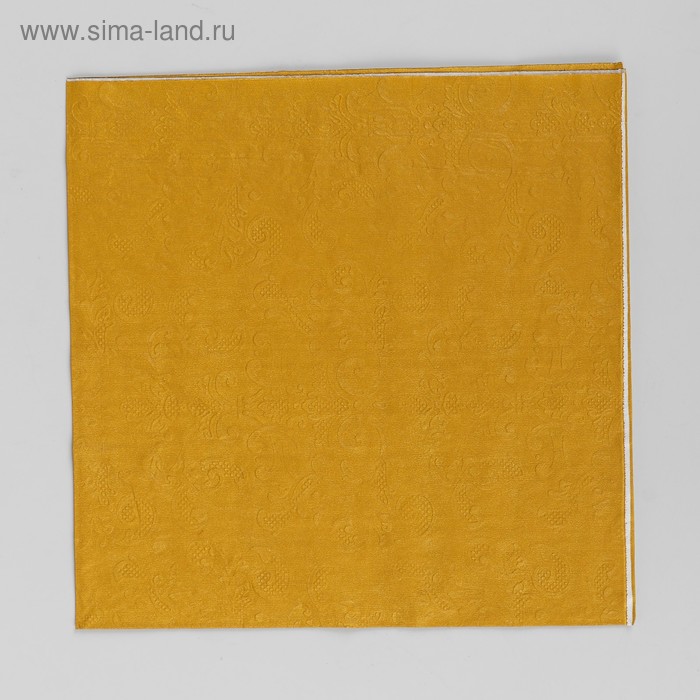 Салфетки бумажные, 33х33 см, однотонные, выбит рисунок, набор 20 шт., цвет золотой - Фото 1