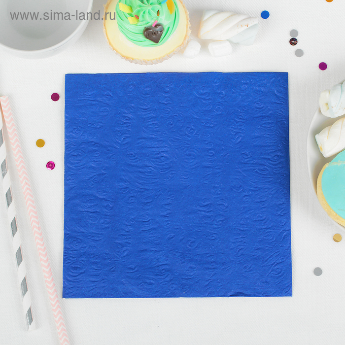 Салфетки бумажные, однотонные, выбит рисунок, 33 × 33 см, набор 20 шт., цвет синий - Фото 1