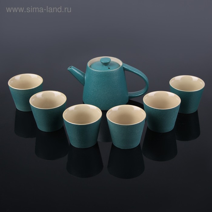 Набор чайный керамический «Восход», 7 предметов: чайник 200 мл, пиала 80 мл - Фото 1
