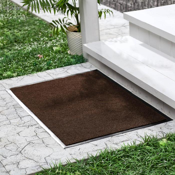 Коврик придверный влаговпитывающий Tuff, 60×90 см, коричневый - Фото 1