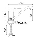 Cмеситель для кухни Accoona A4261, однорычажный, с гайкой, силумин, хром - Фото 5