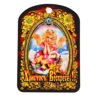 Доска разделочная пасхальная «Христос Воскресе. Девочка-ангелок», 19.5×27.5×0.5 см, сувенирная, дерево