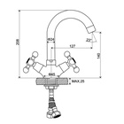 Смеситель для раковины Accoona A9671, двухвентильный, латунь, хром - Фото 5