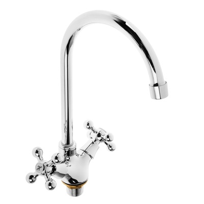 Смеситель для кухни Accoona A4971, двухвентильный, с гайкой, латунь, хром