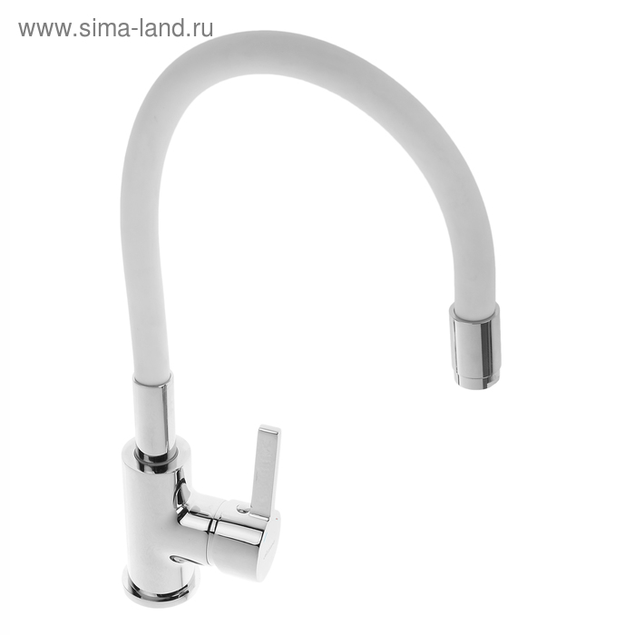 Смеситель для кухни Accoona A9890G, однорычажный, с силиконовым изливом, белый/хром - Фото 1