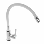 Смеситель для кухни Accoona A9890G, однорычажный, с силиконовым изливом, белый/хром - Фото 2