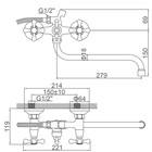 Cмеситель для ванны Accoona A7379, двухвентильный, латунь, хром - фото 20785980