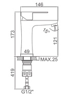 Cмеситель для раковины Accoona A9690, однорычажный, с гайкой, нержавеющая сталь - фото 809403100