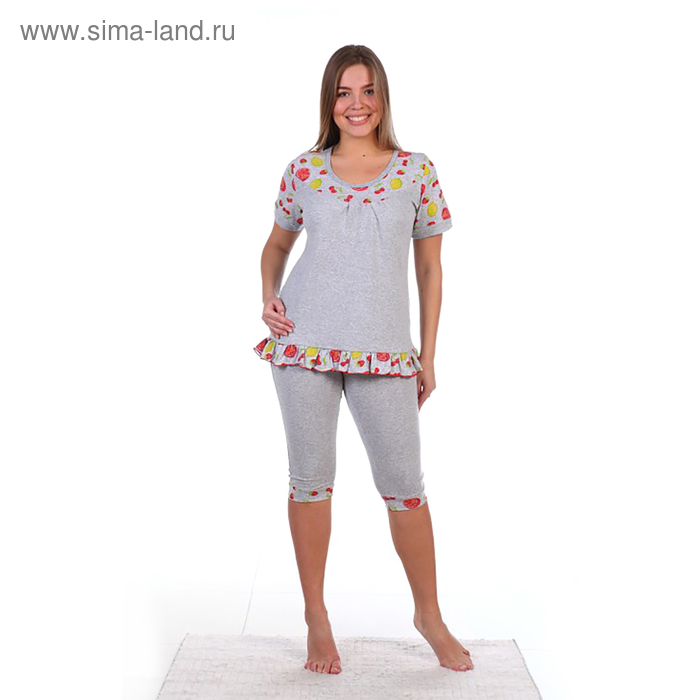 Пижама женская (футболка, бриджи) ПК59 цвет МИКС, р-р 42 - Фото 1