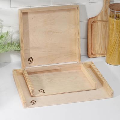 Доски деревянные для пельменей Доляна «Хозяюшка», 3 шт: 40×30 см, 30×30 см, 30×21 см, берёза