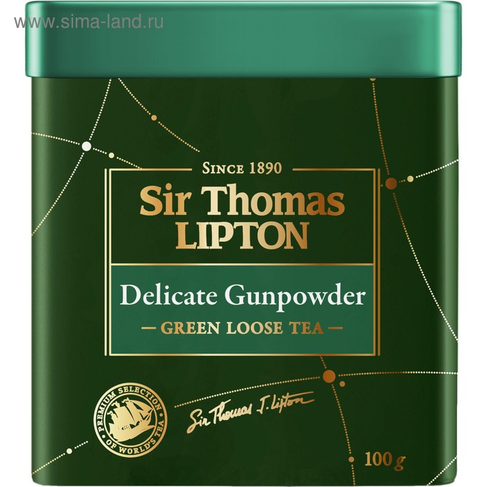Зелёный чай Lipton Sir Thomas "Delicate Gunpowder", листовой, 100г - Фото 1