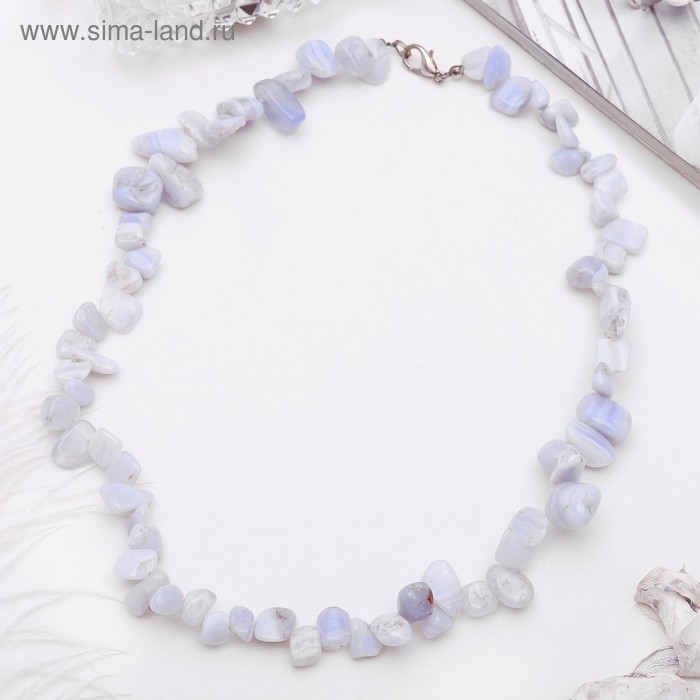 Бусы бабочка крупная «Агат голубой», 50см - Фото 1