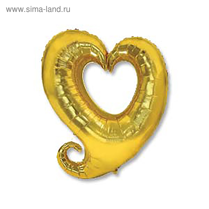 Шар фольгированный 32" "Вензель", сердце, цвет золотой, gold - Фото 1