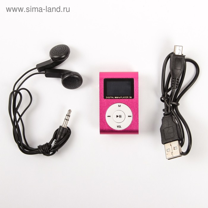 MP3 плеер Shuffle, с дисплеем, розовый - Фото 1