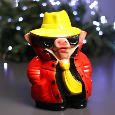 Копилка для денег «Поросенок детектив», 27×18×16 см, гипс