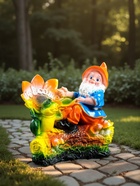 Садовая фигура из гипса «Гном с лягушкой на бревне», 25×12×26 см - Фото 3