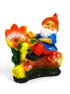 Садовая фигура из гипса «Гном с лягушкой на бревне», 25×12×26 см 435748 - фото 319836142