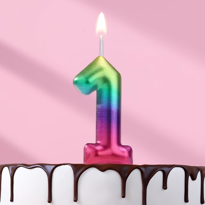 Свеча в торт "Акварель", цифра 1, 6 см - Фото 1