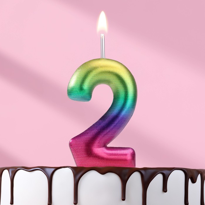 Свеча в торт "Акварель", цифра 2, 5,5 см - Фото 1