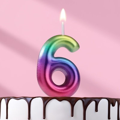 Свеча в торт «Цифра 6», 5.5 см