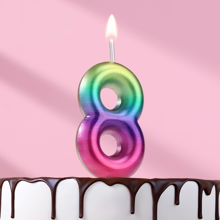 Свеча в торт "Акварель", цифра 8, 5,5 см - Фото 1