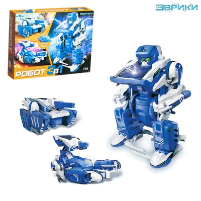 Конструктор электронный «Робот», 3 в 1, работает от солнечной батареи, 61 деталь, 1 лист наклеек