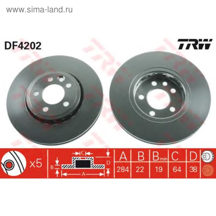 Диск тормозной  TRW DF4202 - Фото 1
