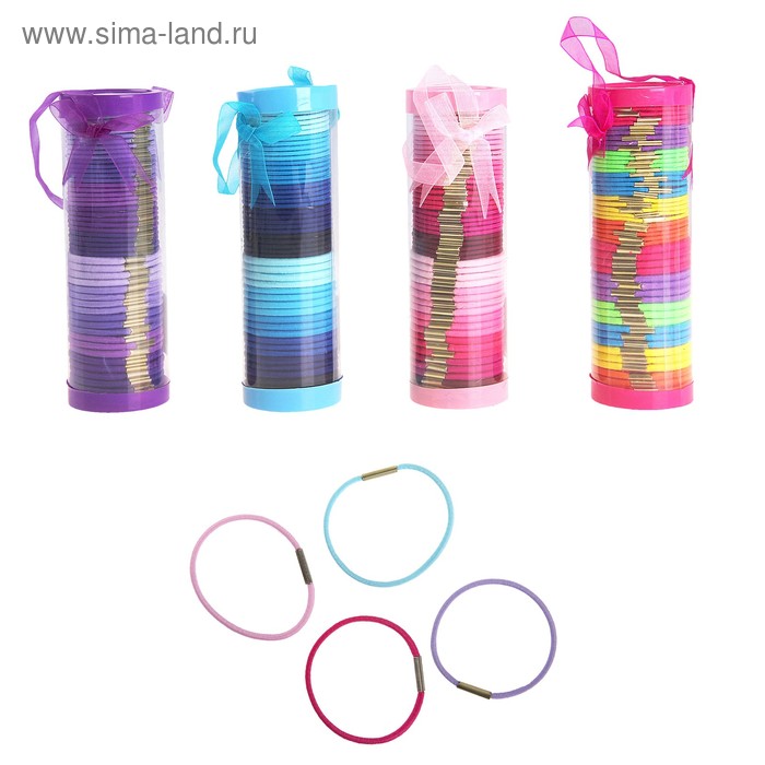 набор резинок д/волос в тубе простая 50 шт - Фото 1