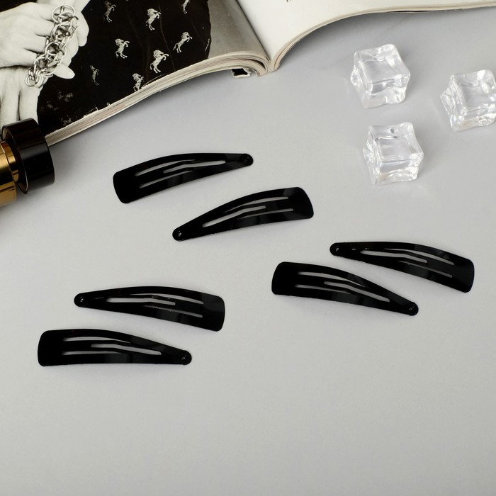 Заколки для волос «Овал», набор 12 шт., 5.5×1.5 см, чёрные - Фото 1