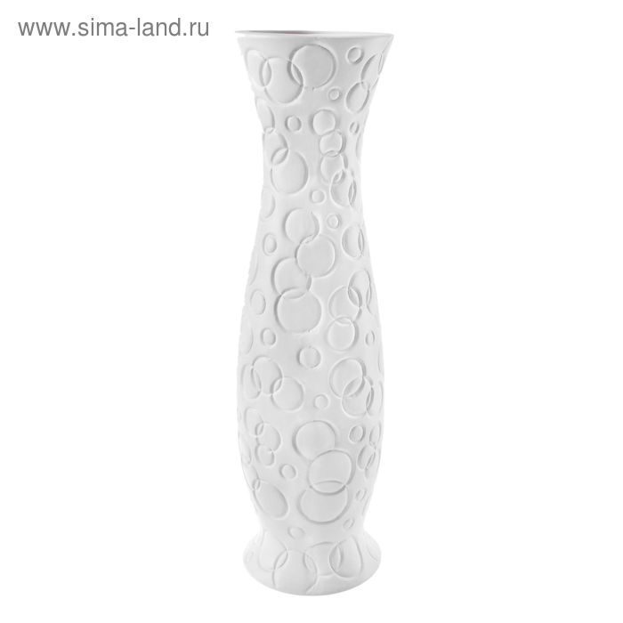 ваза керамика напол белая полосы круги - Фото 1