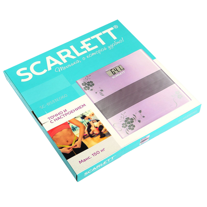 Весы напольные Scarlett SC-BS33E060, электронные, до 150 кг, фиолетовые - фото 51634344