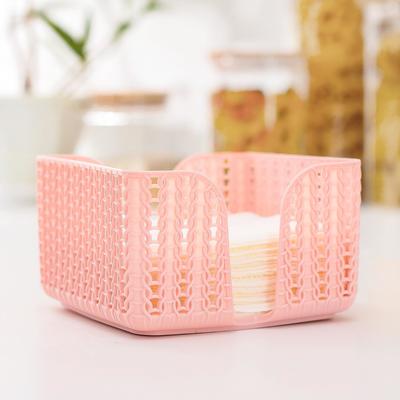 Салфетница IDEA «Вязание», пластик, 14×14×8.5 см, розовая