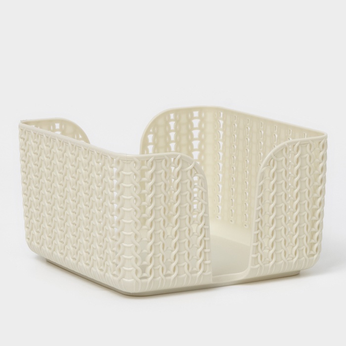 Салфетница IDEA «Вязание», пластик, 14×14×8.5 см, серая - Фото 1