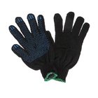 Перчатки садовые, хб, вязка 7 класс, 3 нити, размер 9, с ПВХ точками, чёрные - Фото 10